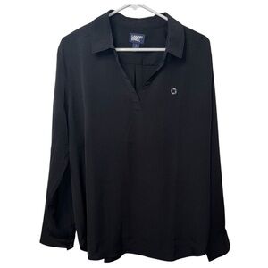 Chase Lands' End Black Long Sleeve Button Down Shirt